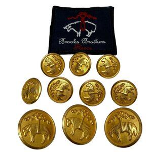 Brooks Brothers Logo Buttons Lot of 10 Designer 1/2" - 3/4" Blazer Gold Buttons